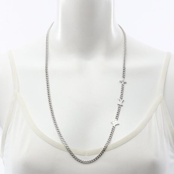 LOUIS VUITTON Silver Monogram Necklace